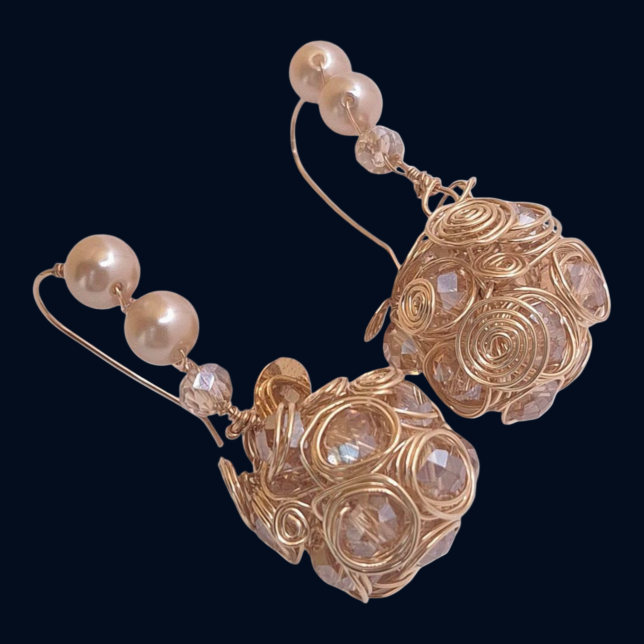 Pearl & Crystal Sphere Earrings – Cable Art Design