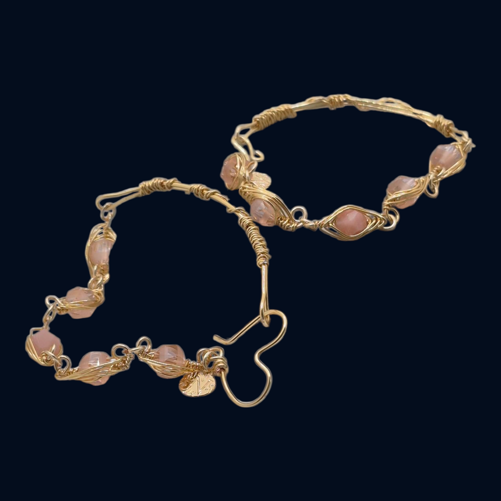 Quartz & Faceted Glass Bracelet Set