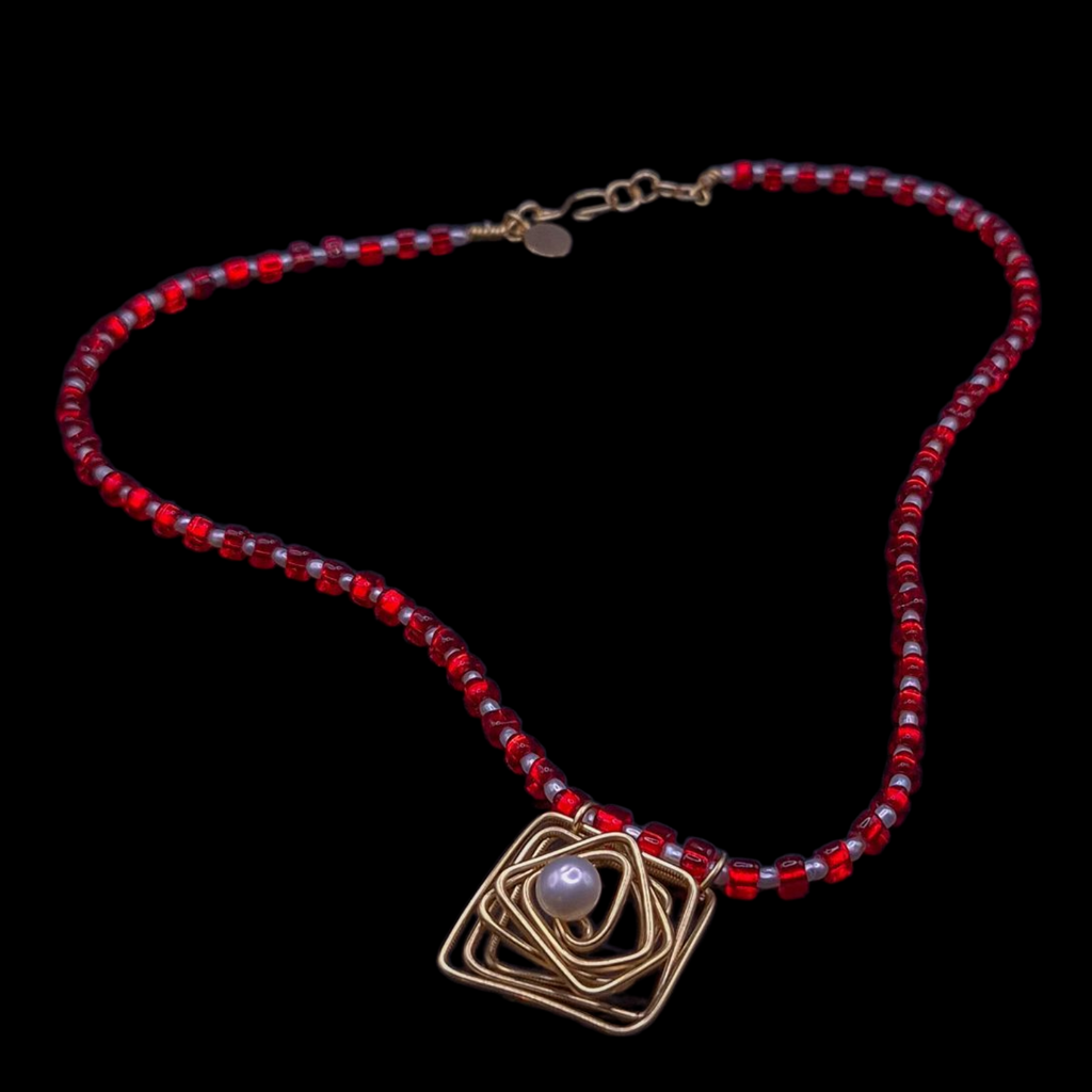 Ruby Elixir.Sculptural Necklace - Author's Design